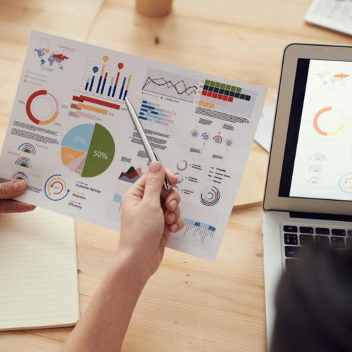 colleagues looking at data