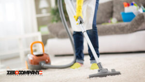 woman using a vacuum cleaner to clean a carpet