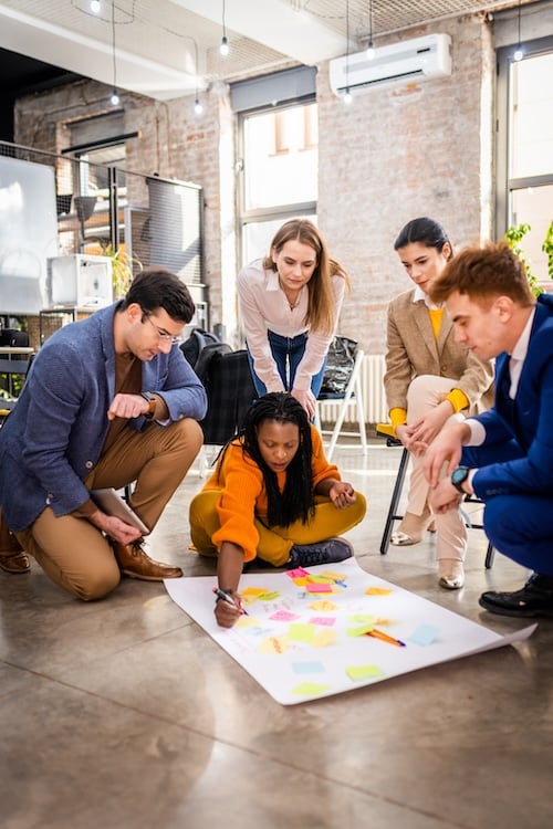 Project managers and employees brainstorming on ideas